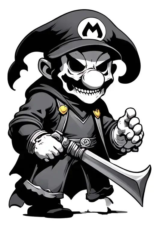 Super mario grim reaper standing tattoo design idea