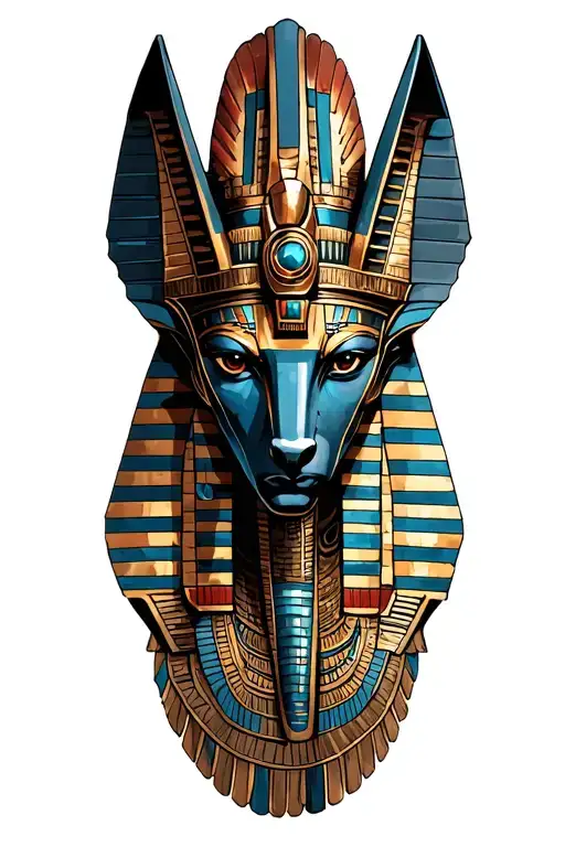 Egyptian God Anubis With Technology With Aztec Warrior, Inka Symbolism, All Seing Eye tattoo design idea