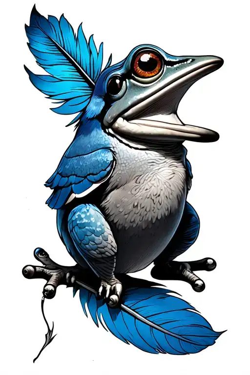 frog, Winnie the Pooh, blue jay feather, hot air balloon tattoo design idea