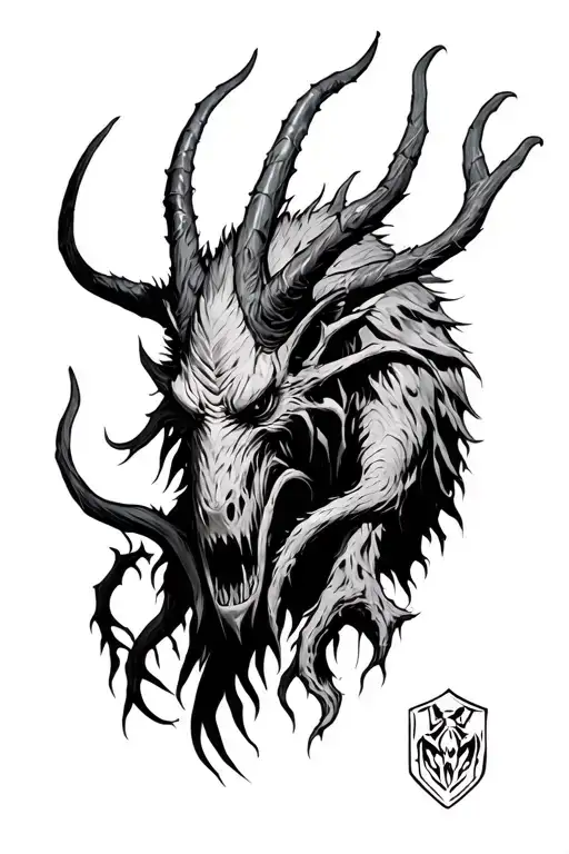 leshy monster coming tattoo design idea