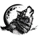 wolf howling at the moon tattoo design idea
