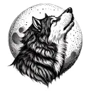 wolf howling at the moon tattoo design idea