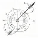 archery arrow with system solar system tattoo design idea