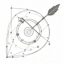 archery arrow with system solar system tattoo design idea