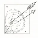 archery arrow with system solar system tattoo design idea