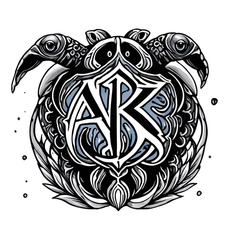 ARK written in sea turtle tattoo design idea