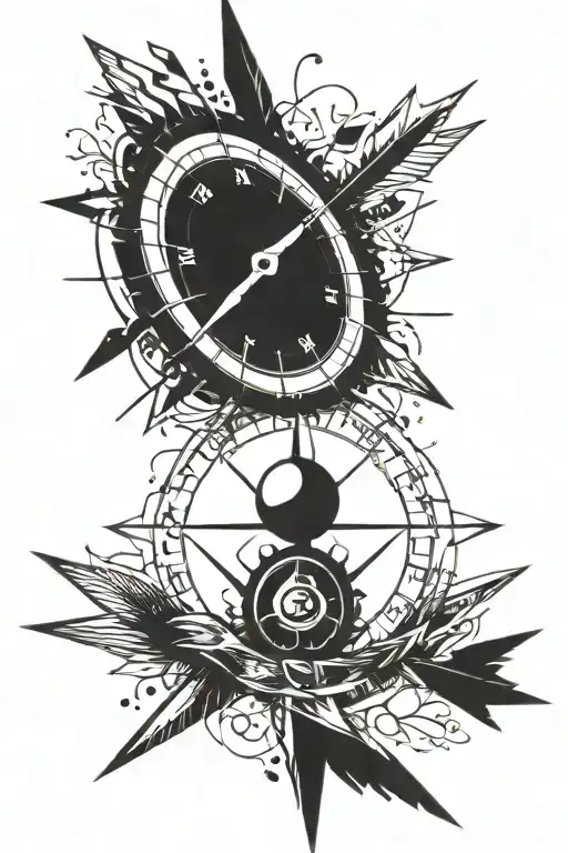 compass and arrow tattoo design idea