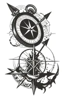 compass and arrow tattoo design idea