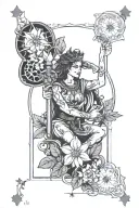 strength tarot card featuring elements tattoo design idea