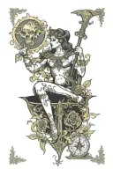 strength tarot card featuring elements tattoo design idea