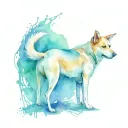 dog into afterlife / energy tattoo design idea