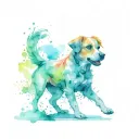 dog into afterlife / energy tattoo design idea