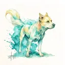 dog into afterlife / energy tattoo design idea