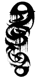 Raw Blackwork Chaotic Bold Strokes Flow Brutalist Dark Abstract Lettering tattoo design idea