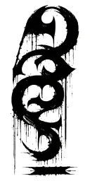 Raw Blackwork Chaotic Bold Strokes Flow Brutalist Dark Abstract Lettering tattoo design idea