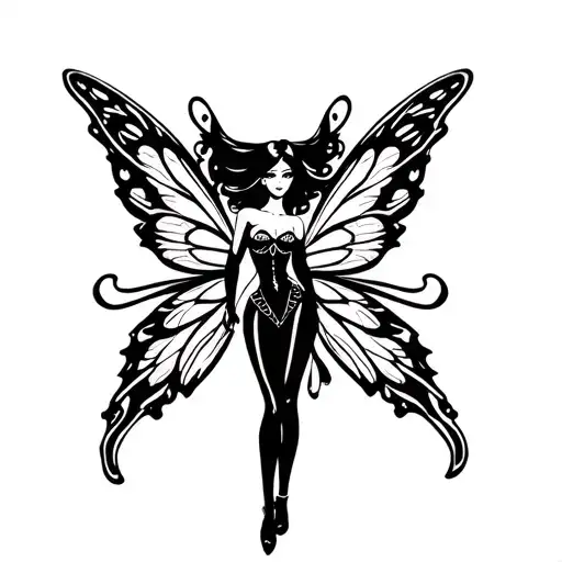 winx club fairy black goddess tattoo design idea