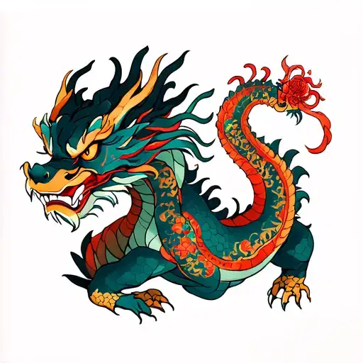 chimera dragon wrapped tattoo design idea