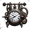steampunk clock at 11.58 with LUKE on it tattoo design idea