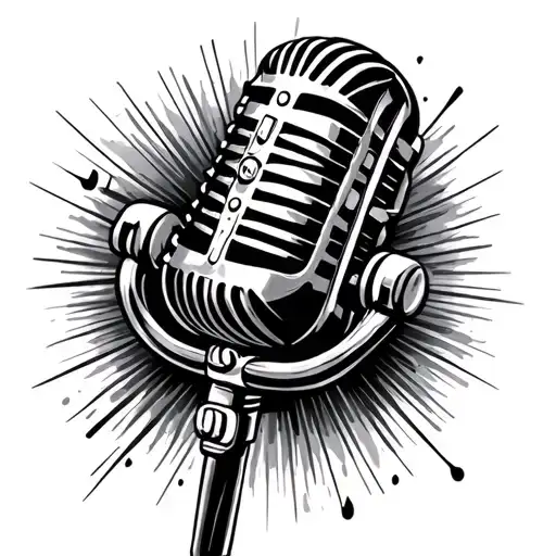 microphone surrounded by musical tattoo design idea