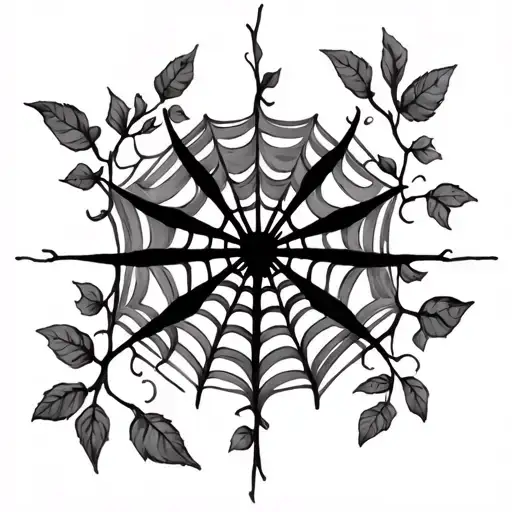 vines with spider web tattoo design idea