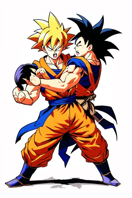 Crono from Chrono Trigger sparring with Goku from Dragon Ball Z tattoo design idea