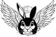 flying rabbit, rabbit face with wings inplace of ears tattoo design idea