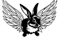 flying rabbit, rabbit face with wings inplace of ears tattoo design idea