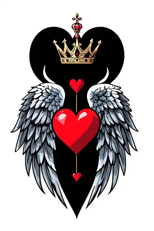 13 heart crown wing tattoo tattoo design idea