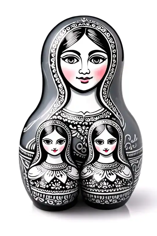 Russian nesting dolls mother and daughter tattoo design idea
