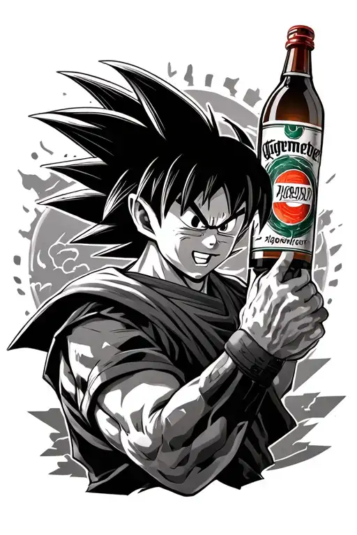 Akira and jagermeister and dragonball tattoo design idea