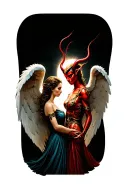 angel vs female devil full figure tattoo design idea
