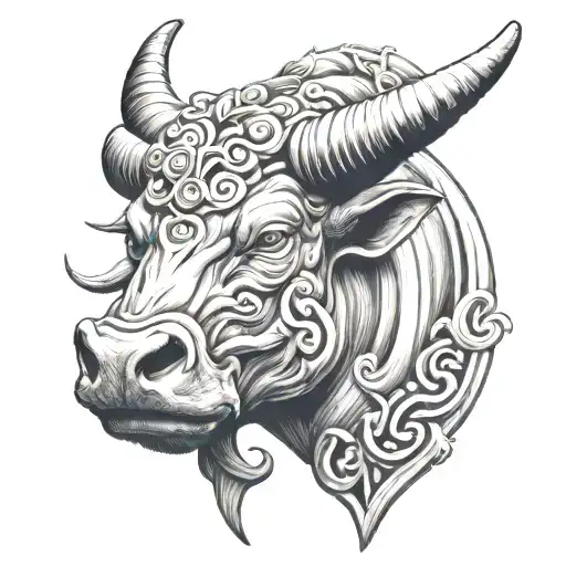 Greek God Horn Bull tattoo design idea