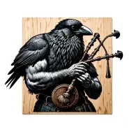 designs on wood carving crow muscular  bagpiper playing the bagpipes baldblack beard tattoo design idea