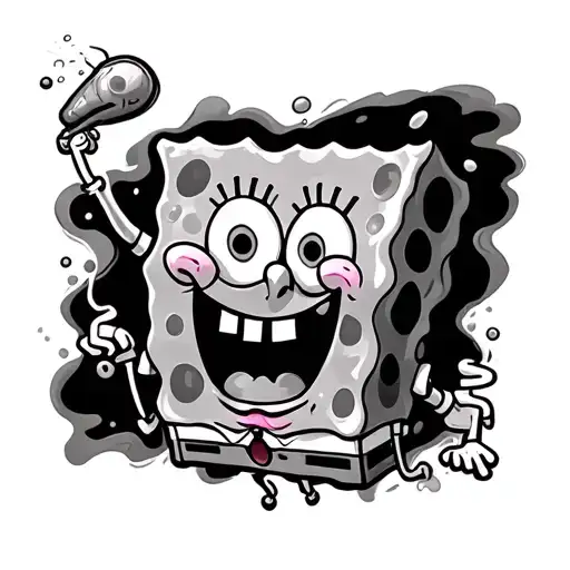 Spongebob spraying plankton tattoo design idea