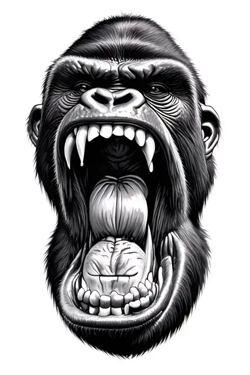 realistic open mouth gorilla tattoo design idea