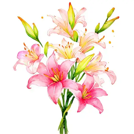  cherry blossom and lily's and Gladioli's with nan and grandad  tattoo design idea