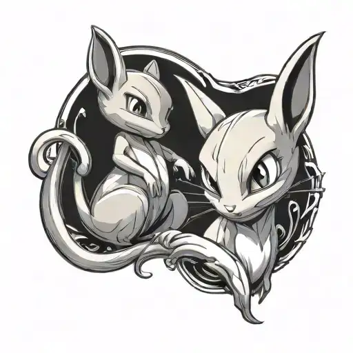 Mew and Mewtwo tattoo design idea