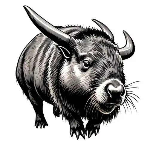 carabao with a beaver tattoo design idea