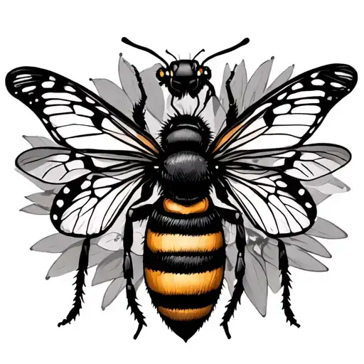 Float like a butterfly, sting like a bee surrounded tattoo design idea