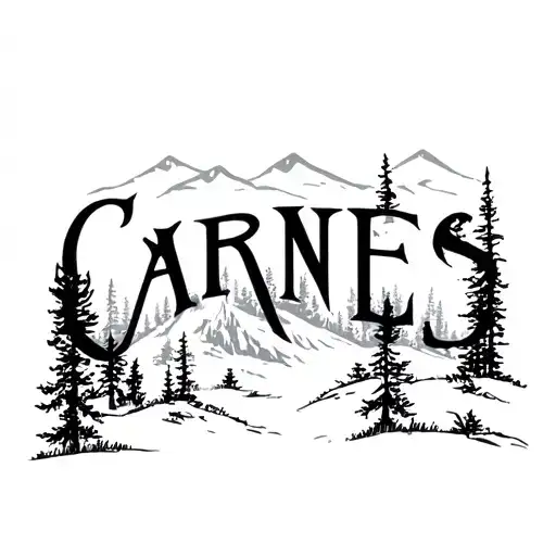 "CARNES" wilderness scene tattoo design idea