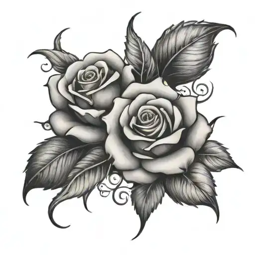 Roses and Matthew 19:26 written tattoo design idea