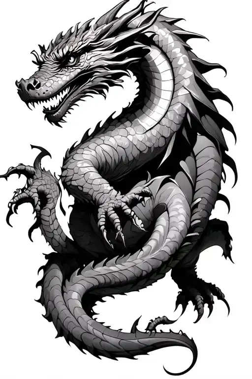 dragon rolling around shoulder It should crawl tattoo design idea