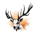 bull elk skull fine line simple realistic elk skull with antlers  tattoo design idea