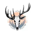 bull elk skull fine line simple realistic elk skull with antlers  tattoo design idea