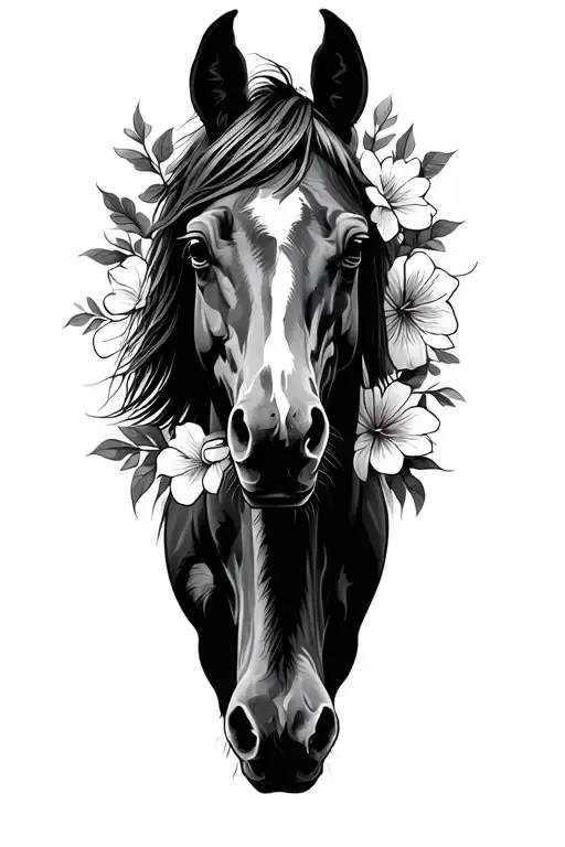 horses spurs flowers tattoo design idea
