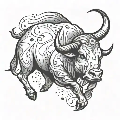 Zodiac Sign Pisces constellation with taurus bull tattoo design idea