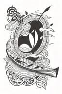 canoe floating tattoo design idea