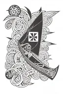 canoe floating tattoo design idea