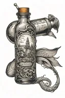 message in a bottle morphing tattoo design idea