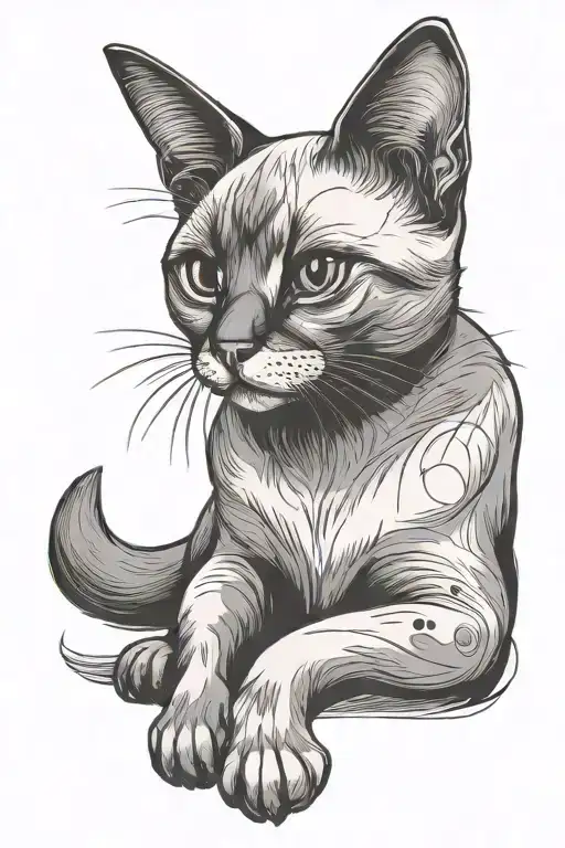cute siamese cat sitting cross legged tattoo design idea